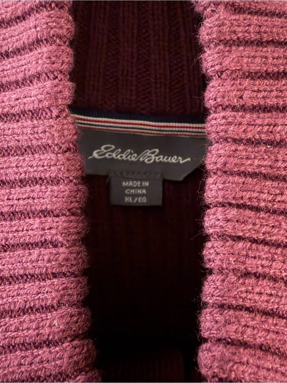 Eddie Bauer Sweater Mens Red Maroon Pullover Quarter Zip Size XL NWT - Picture 4 of 8